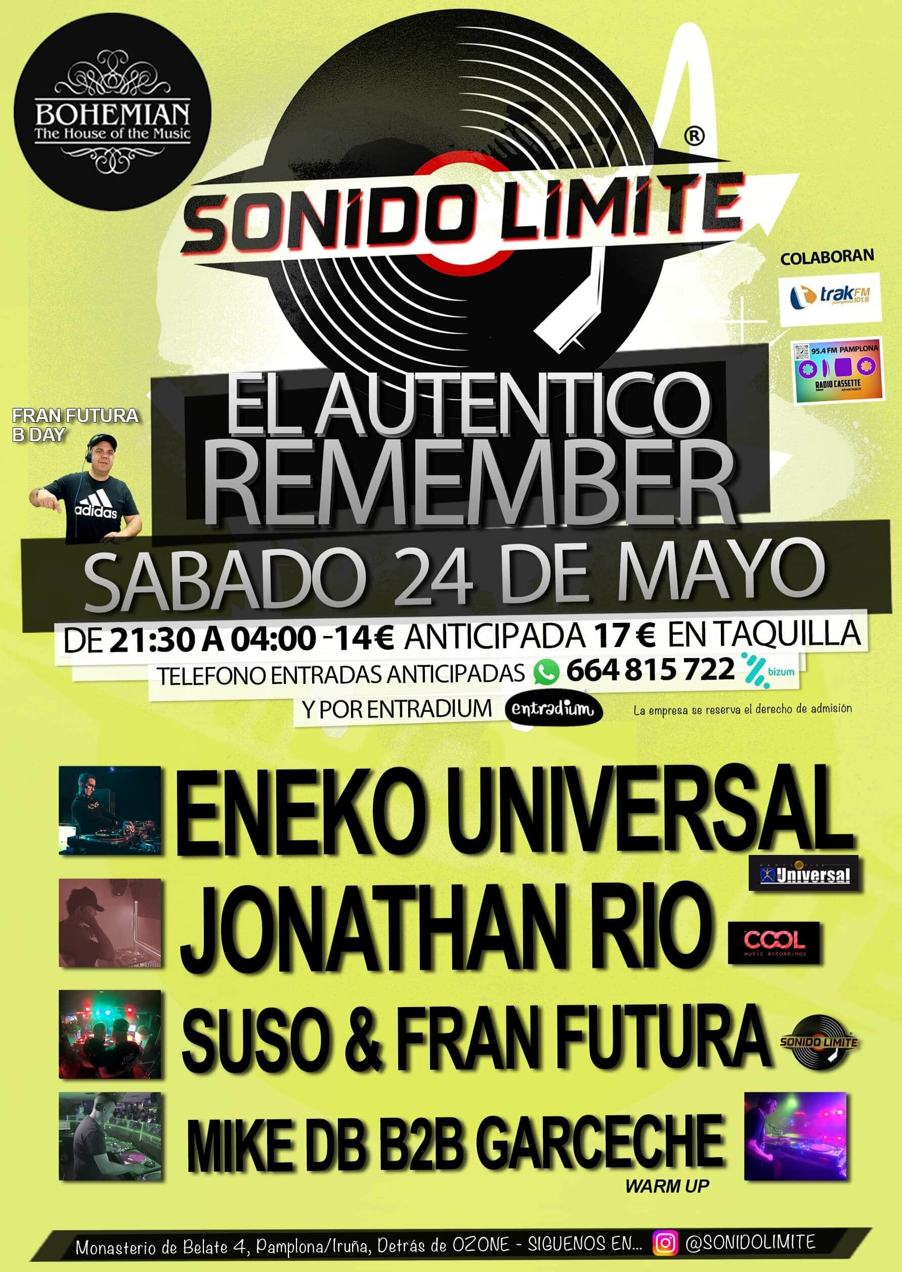 SÁBADO 24/5/2025 Sonido Límite. El auténtico remember en Pamplona