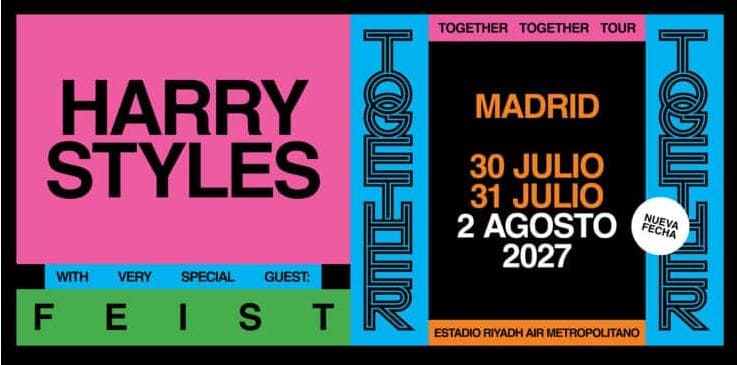 Harry Styles en Madrid: Together, Together - 30, 31 de julio y 2 de agosto 2027
