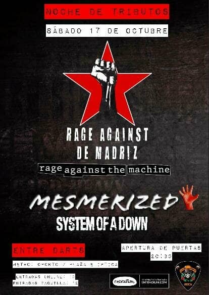 NOCHE DE TRIBUTOS Rage Against De Madriz + Mesmerized en Madrid