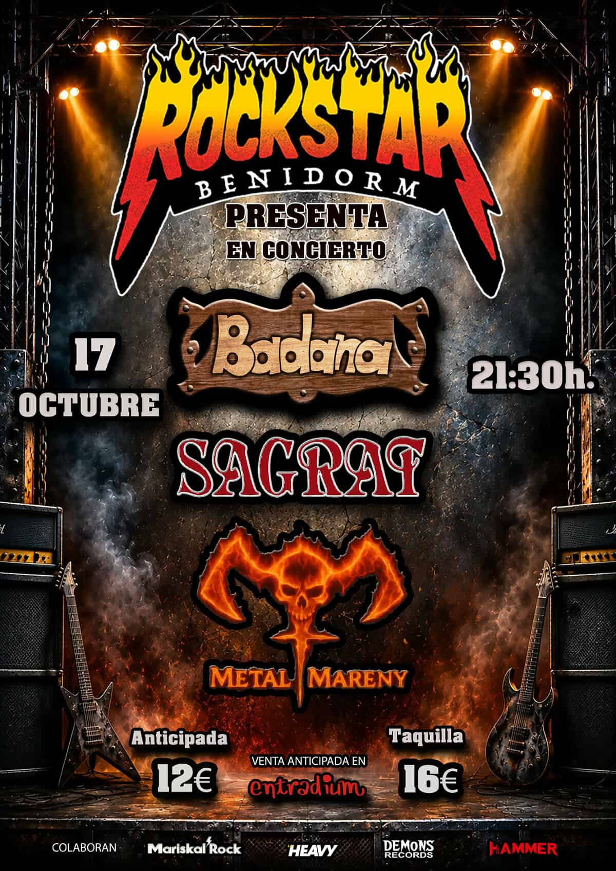 ROCKSTAR BENIDORM PRESENTA A ''BADANA-SAGRAT-METAL MARENY EN CONCIERTO'' en BENIDORM