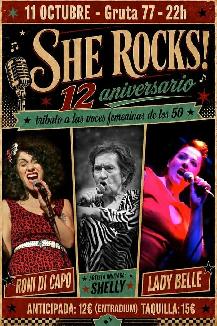 SHE ROCKS 12 ANIVERSARIO en Madrid. Tributo a las voces femeninas de los 50.